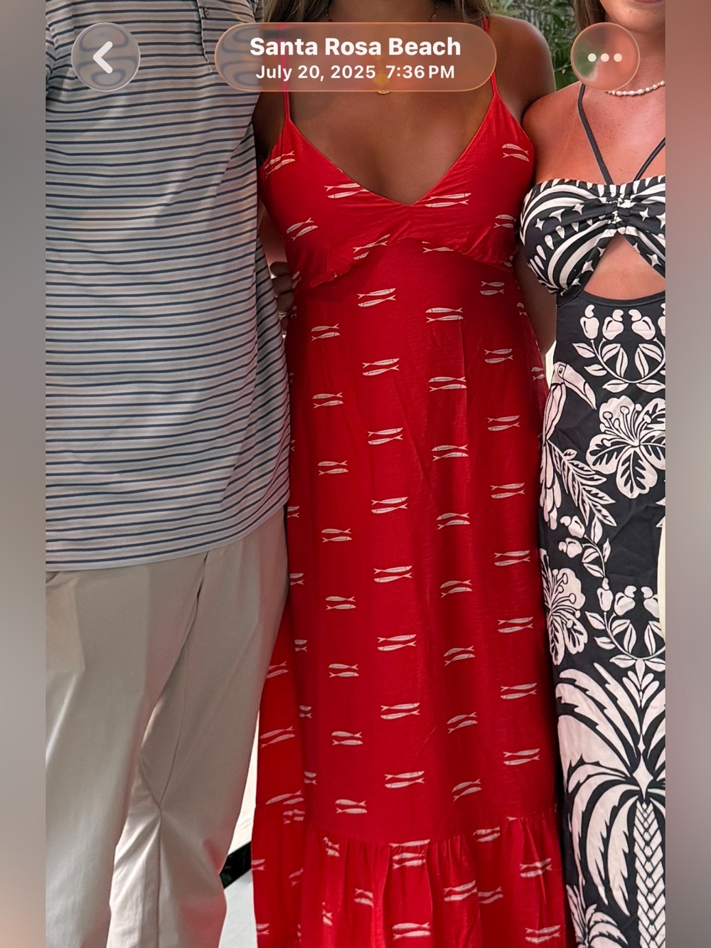 a new day Red Maxi Dress with White Fish Print